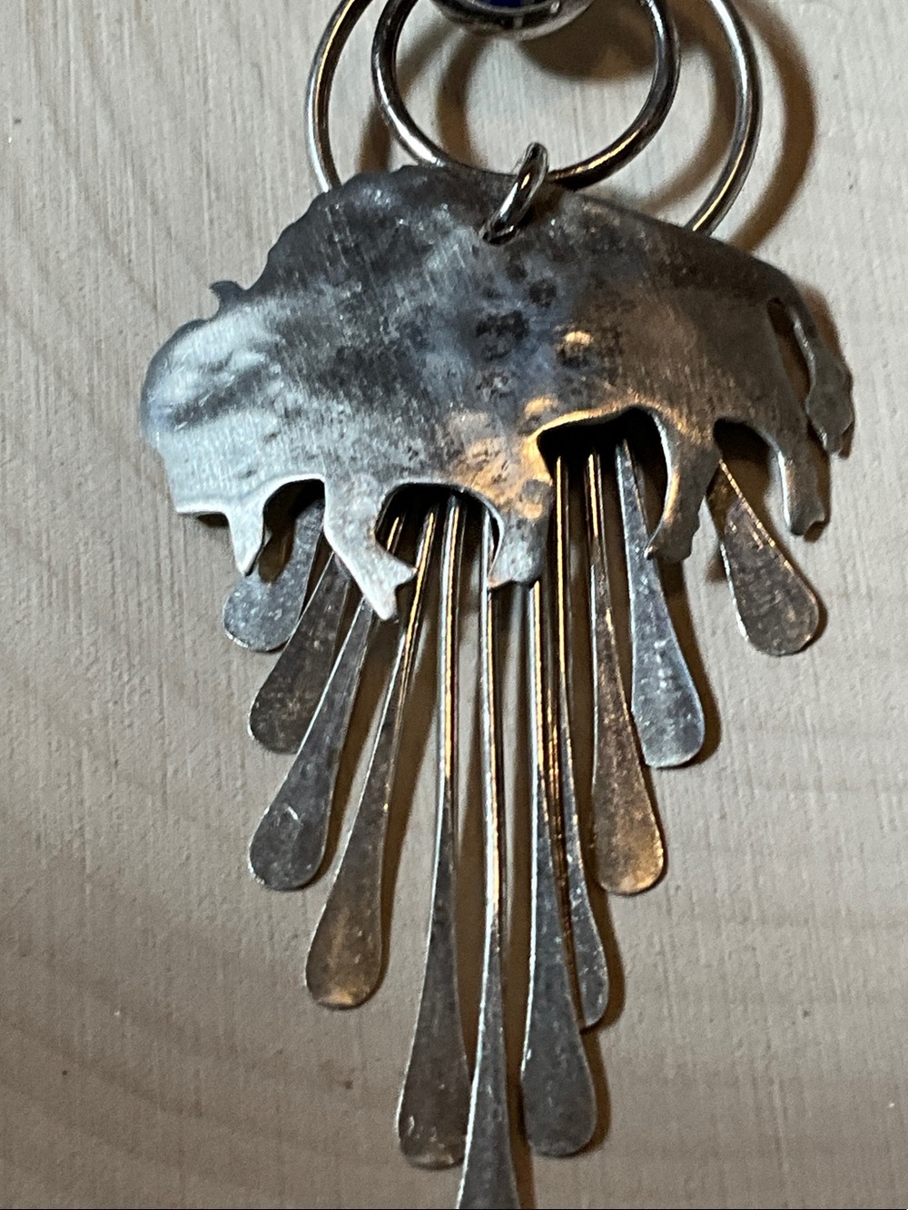 Sterling Silver Buffalo Pendant Necklace with Multicolor Inlay - Picture 12 of 14